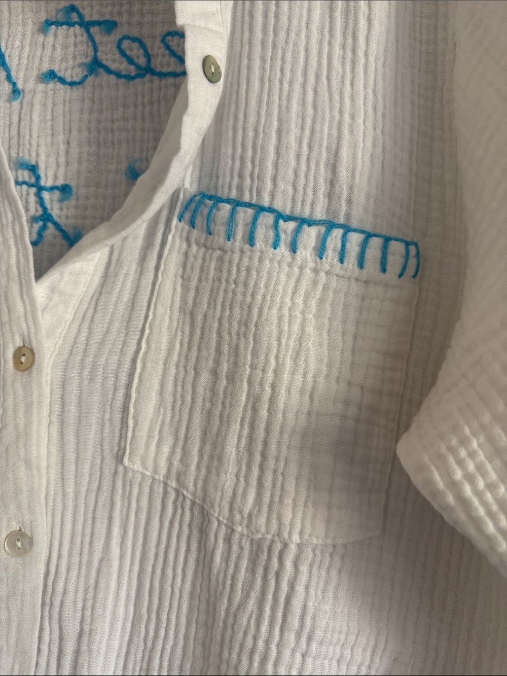 Vintage Havana "Meet Me at the Beach" Gauze Shirt -M - Picture 4 of 7